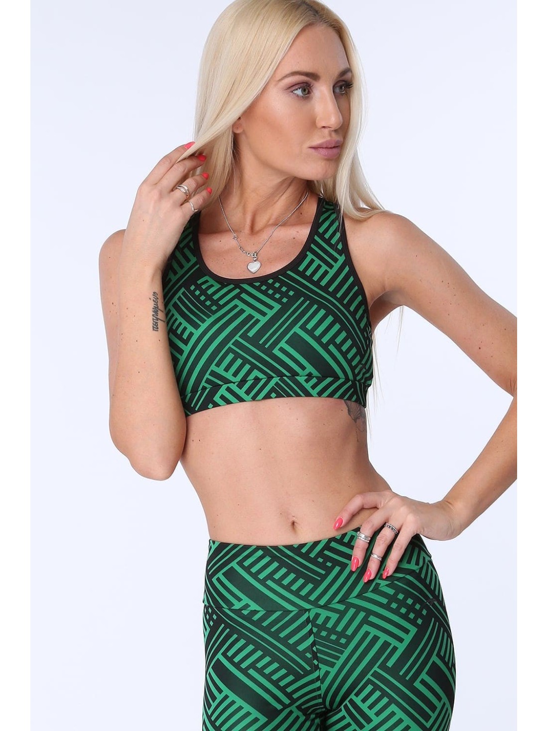 Sports top with geometric shapes, green MR15501 - Online store - Boutique